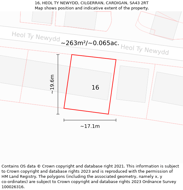 16, HEOL TY NEWYDD, CILGERRAN, CARDIGAN, SA43 2RT: Plot and title map