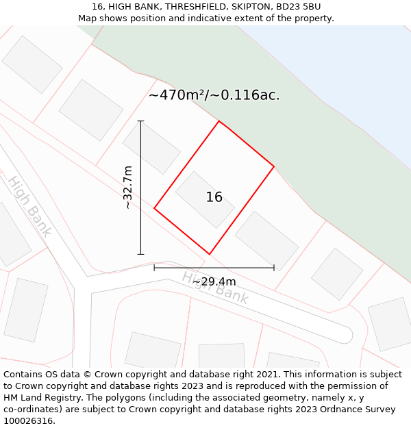 16, HIGH BANK, THRESHFIELD, SKIPTON, BD23 5BU: Plot and title map