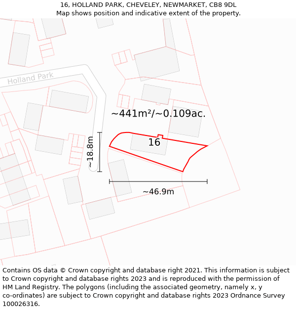 16, HOLLAND PARK, CHEVELEY, NEWMARKET, CB8 9DL: Plot and title map