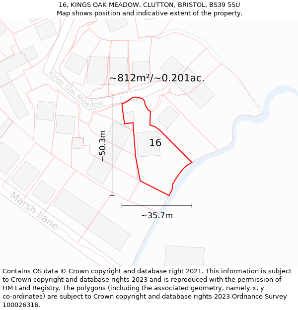 16, KINGS OAK MEADOW, CLUTTON, BRISTOL, BS39 5SU: Plot and title map