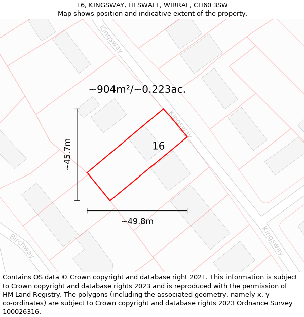 16, KINGSWAY, HESWALL, WIRRAL, CH60 3SW: Plot and title map