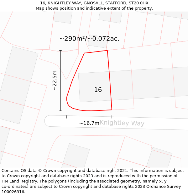 16, KNIGHTLEY WAY, GNOSALL, STAFFORD, ST20 0HX: Plot and title map