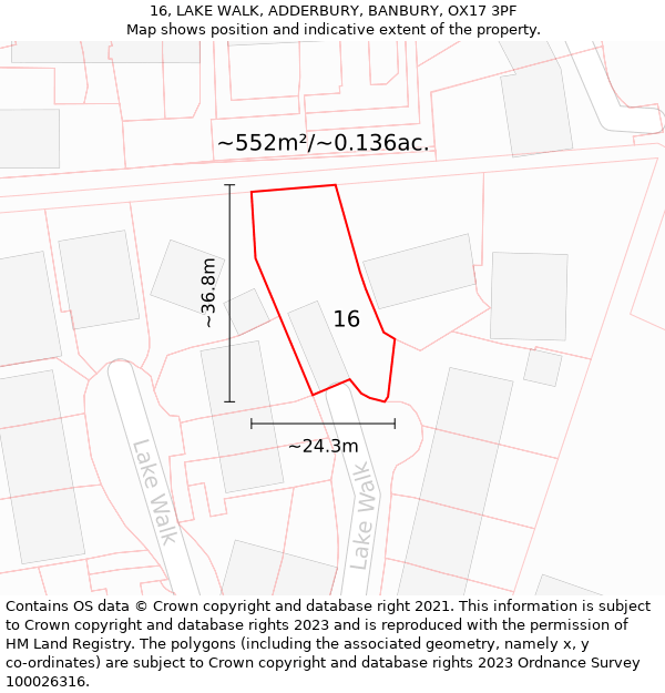 16, LAKE WALK, ADDERBURY, BANBURY, OX17 3PF: Plot and title map