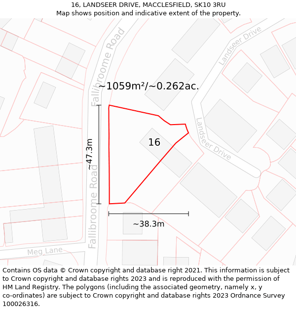 16, LANDSEER DRIVE, MACCLESFIELD, SK10 3RU: Plot and title map