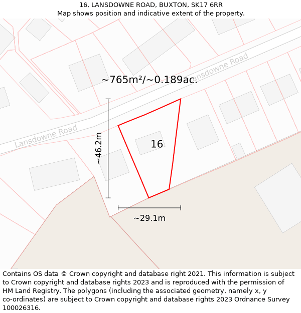 16, LANSDOWNE ROAD, BUXTON, SK17 6RR: Plot and title map