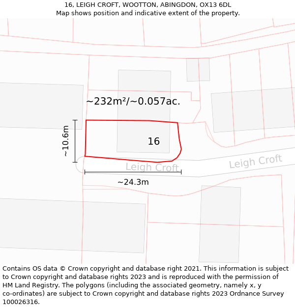 16, LEIGH CROFT, WOOTTON, ABINGDON, OX13 6DL: Plot and title map