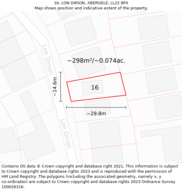 16, LON DIRION, ABERGELE, LL22 8PX: Plot and title map