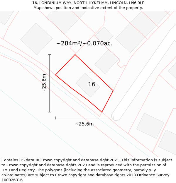 16, LONDINIUM WAY, NORTH HYKEHAM, LINCOLN, LN6 9LF: Plot and title map