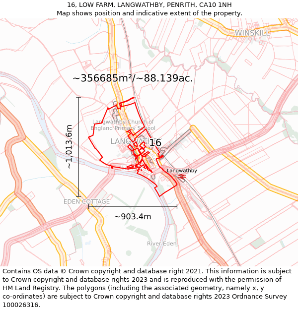 16, LOW FARM, LANGWATHBY, PENRITH, CA10 1NH: Plot and title map