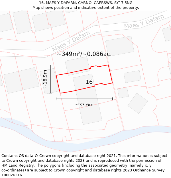 16, MAES Y DAFARN, CARNO, CAERSWS, SY17 5NG: Plot and title map