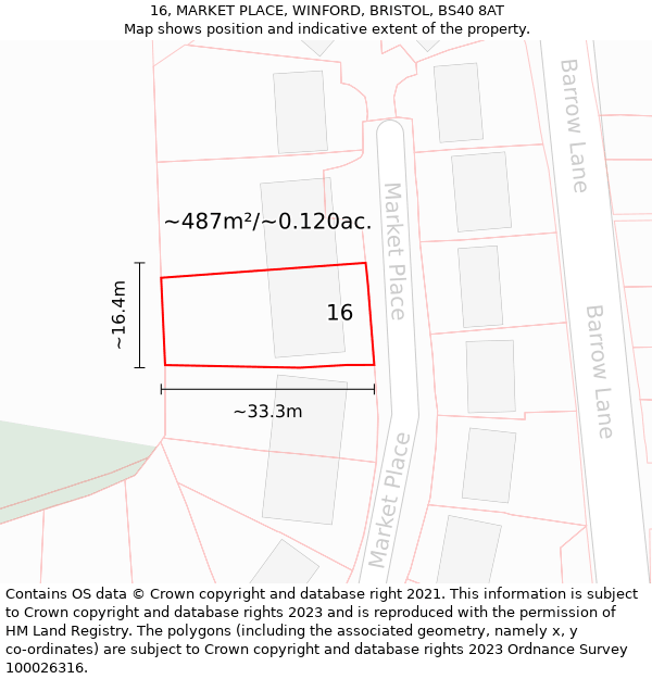 16, MARKET PLACE, WINFORD, BRISTOL, BS40 8AT: Plot and title map