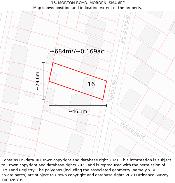 16, MORTON ROAD, MORDEN, SM4 6EF: Plot and title map