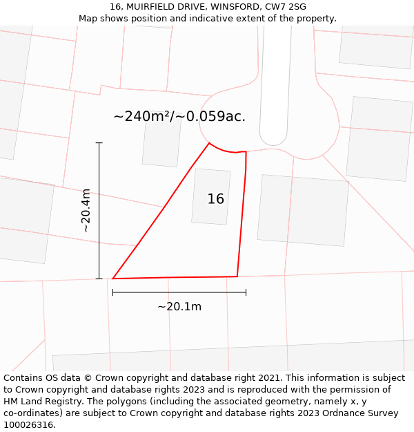 16, MUIRFIELD DRIVE, WINSFORD, CW7 2SG: Plot and title map