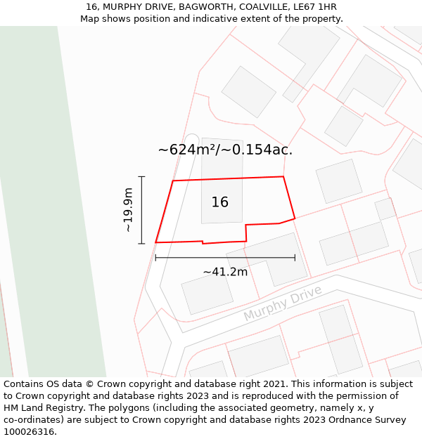 16, MURPHY DRIVE, BAGWORTH, COALVILLE, LE67 1HR: Plot and title map