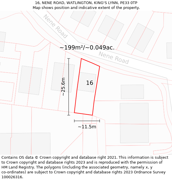 16, NENE ROAD, WATLINGTON, KING'S LYNN, PE33 0TP: Plot and title map