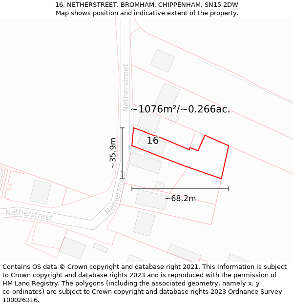16, NETHERSTREET, BROMHAM, CHIPPENHAM, SN15 2DW: Plot and title map
