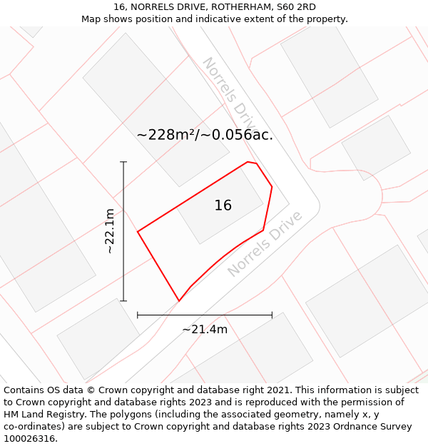 16, NORRELS DRIVE, ROTHERHAM, S60 2RD: Plot and title map