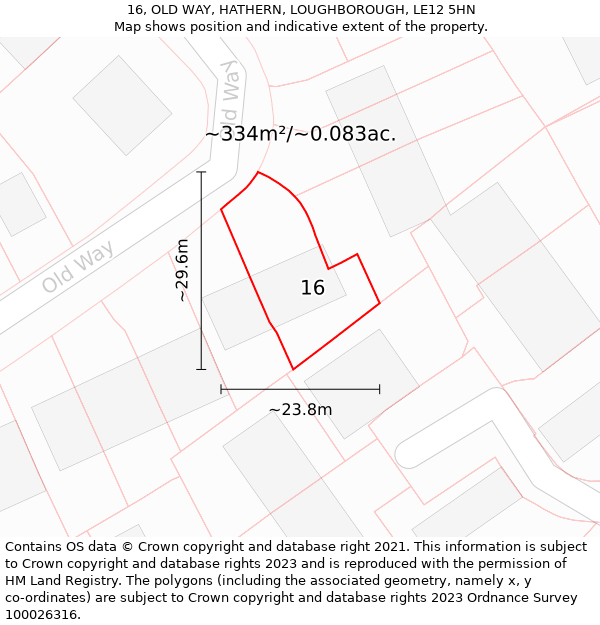 16, OLD WAY, HATHERN, LOUGHBOROUGH, LE12 5HN: Plot and title map