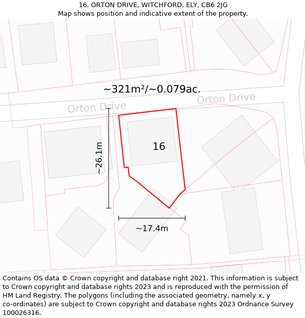 16, ORTON DRIVE, WITCHFORD, ELY, CB6 2JG: Plot and title map