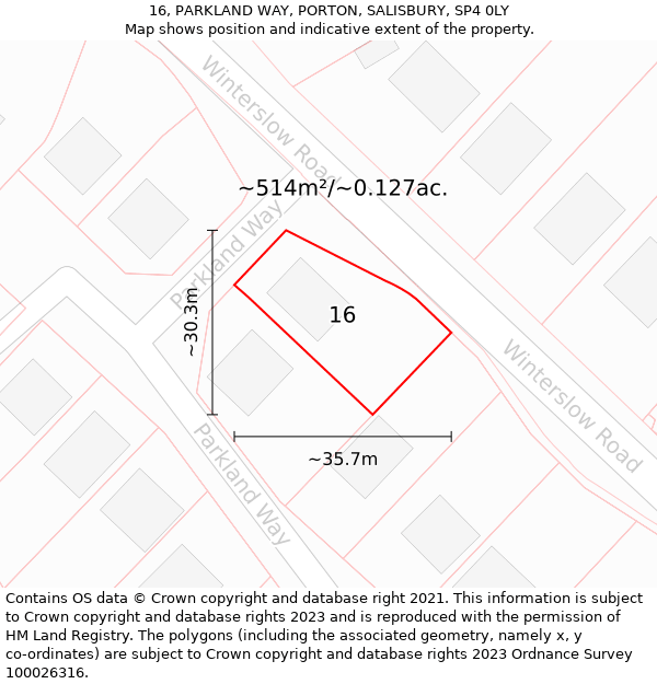 16, PARKLAND WAY, PORTON, SALISBURY, SP4 0LY: Plot and title map