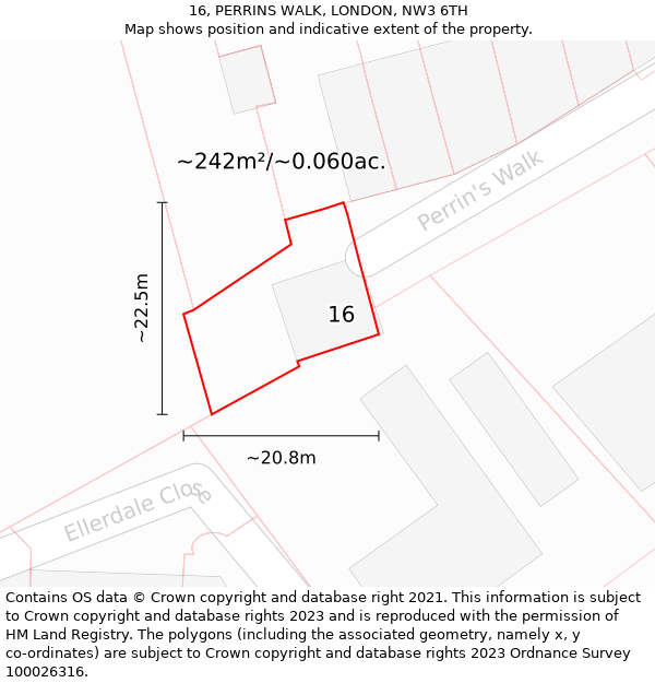 16, PERRINS WALK, LONDON, NW3 6TH: Plot and title map