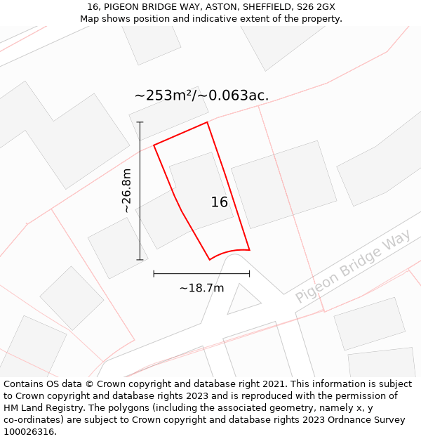 16, PIGEON BRIDGE WAY, ASTON, SHEFFIELD, S26 2GX: Plot and title map