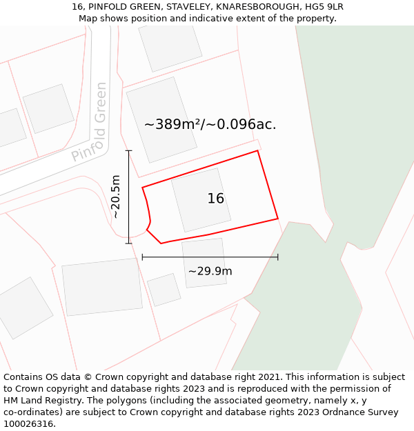 16, PINFOLD GREEN, STAVELEY, KNARESBOROUGH, HG5 9LR: Plot and title map