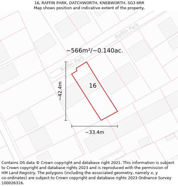 16, RAFFIN PARK, DATCHWORTH, KNEBWORTH, SG3 6RR: Plot and title map