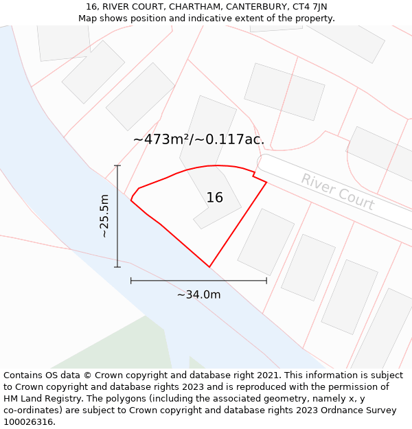 16, RIVER COURT, CHARTHAM, CANTERBURY, CT4 7JN: Plot and title map
