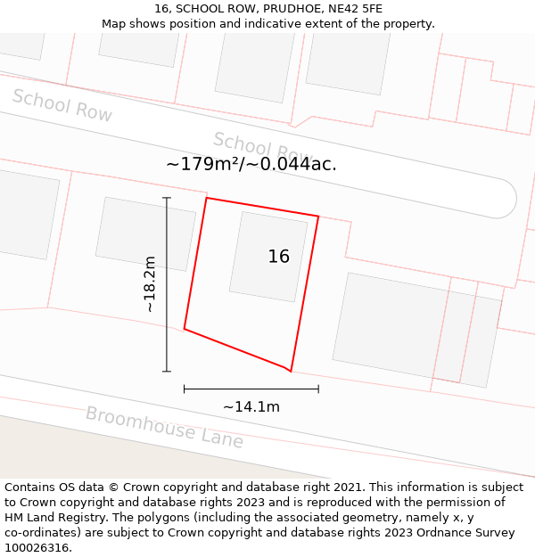16, SCHOOL ROW, PRUDHOE, NE42 5FE: Plot and title map