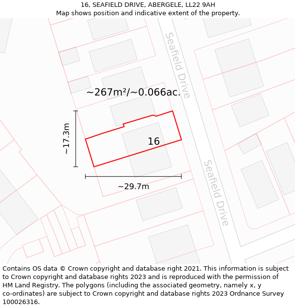 16, SEAFIELD DRIVE, ABERGELE, LL22 9AH: Plot and title map