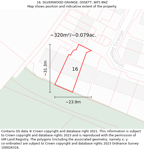 16, SILVERWOOD GRANGE, OSSETT, WF5 8NZ: Plot and title map