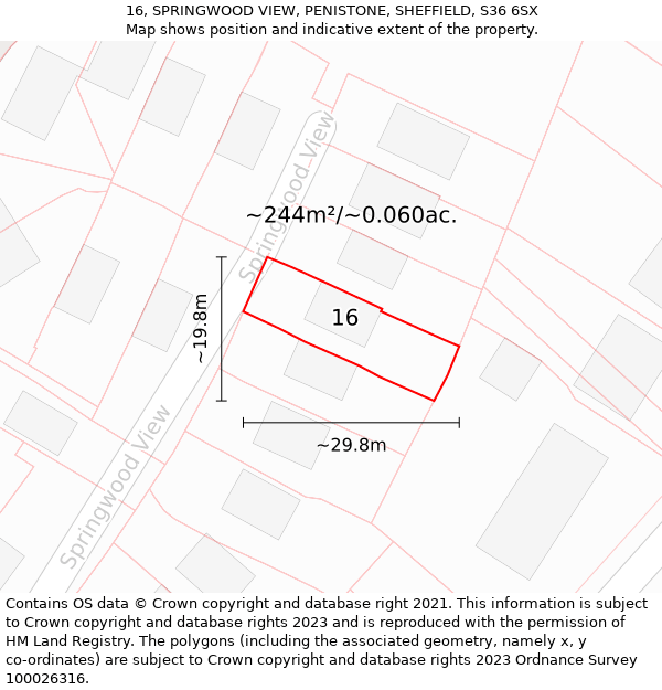 16, SPRINGWOOD VIEW, PENISTONE, SHEFFIELD, S36 6SX: Plot and title map
