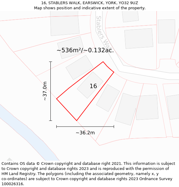 16, STABLERS WALK, EARSWICK, YORK, YO32 9UZ: Plot and title map