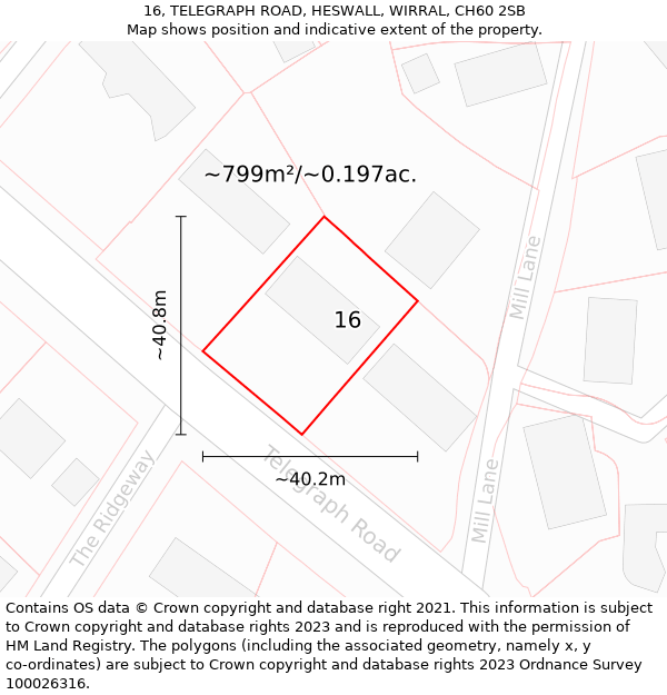 16, TELEGRAPH ROAD, HESWALL, WIRRAL, CH60 2SB: Plot and title map