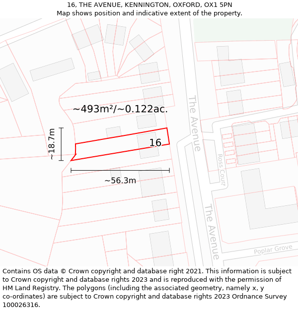 16, THE AVENUE, KENNINGTON, OXFORD, OX1 5PN: Plot and title map