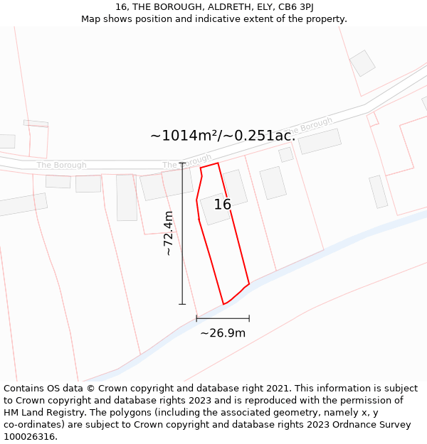 16, THE BOROUGH, ALDRETH, ELY, CB6 3PJ: Plot and title map