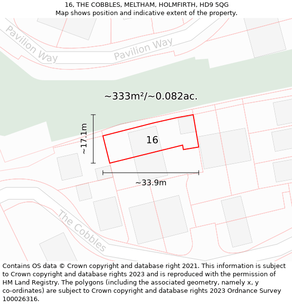 16, THE COBBLES, MELTHAM, HOLMFIRTH, HD9 5QG: Plot and title map