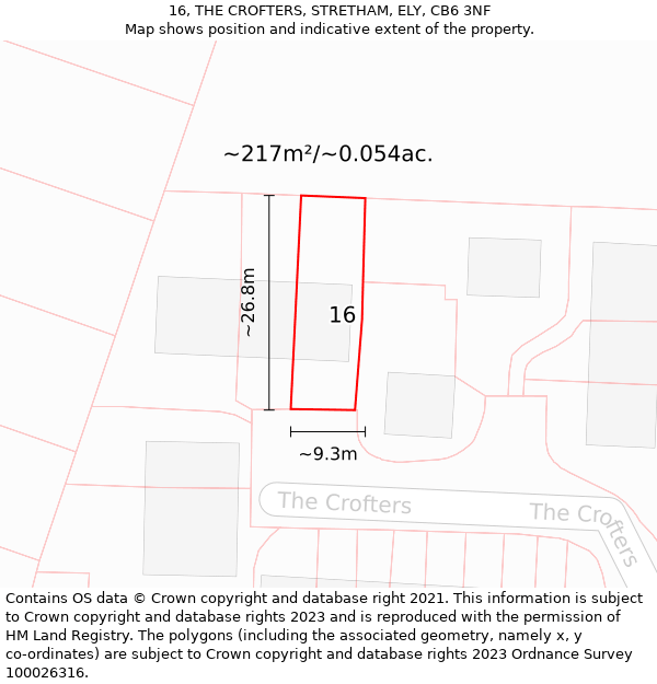 16, THE CROFTERS, STRETHAM, ELY, CB6 3NF: Plot and title map