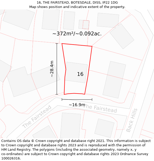 16, THE FAIRSTEAD, BOTESDALE, DISS, IP22 1DG: Plot and title map