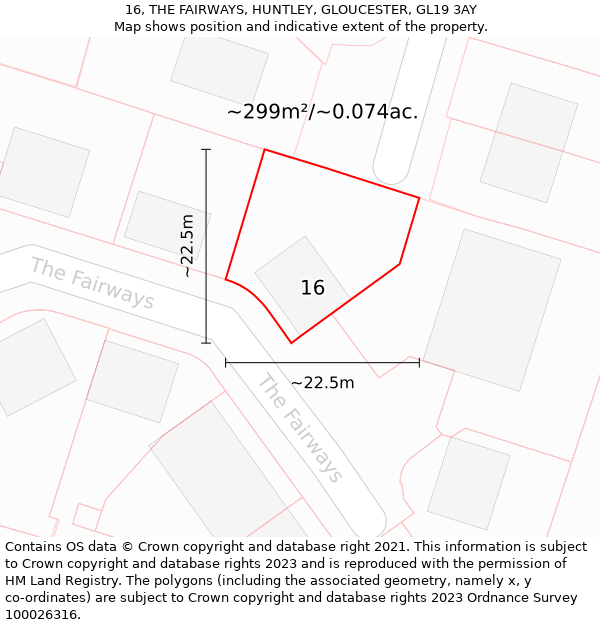 16, THE FAIRWAYS, HUNTLEY, GLOUCESTER, GL19 3AY: Plot and title map