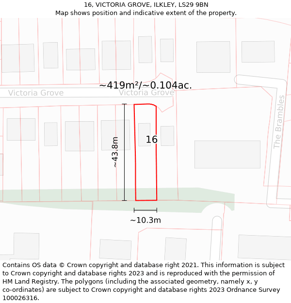 16, VICTORIA GROVE, ILKLEY, LS29 9BN: Plot and title map