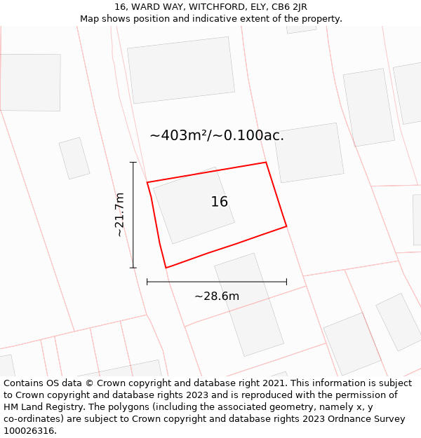 16, WARD WAY, WITCHFORD, ELY, CB6 2JR: Plot and title map