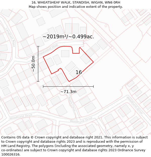 16, WHEATSHEAF WALK, STANDISH, WIGAN, WN6 0RH: Plot and title map