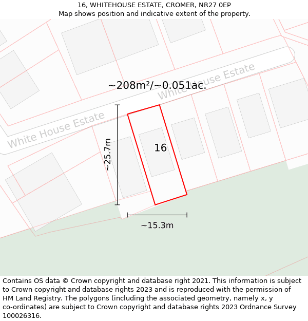 16, WHITEHOUSE ESTATE, CROMER, NR27 0EP: Plot and title map