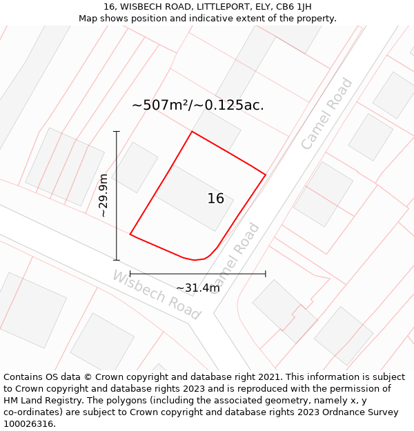 16, WISBECH ROAD, LITTLEPORT, ELY, CB6 1JH: Plot and title map