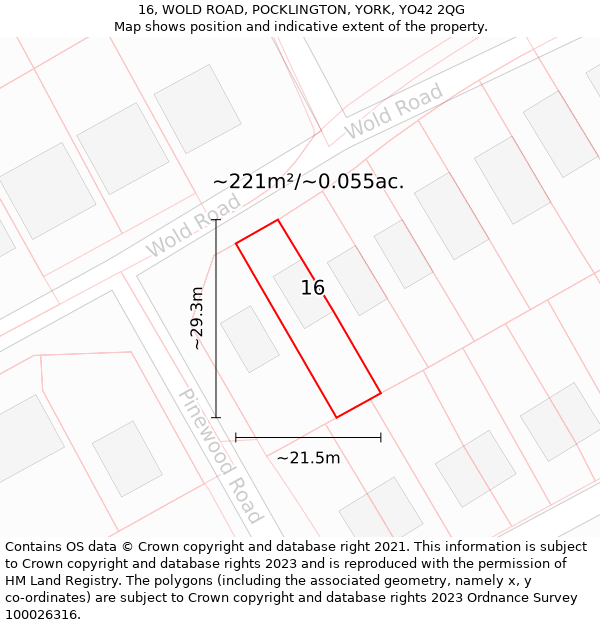 16, WOLD ROAD, POCKLINGTON, YORK, YO42 2QG: Plot and title map