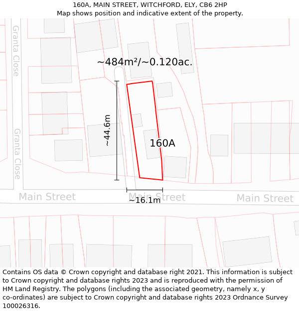 160A, MAIN STREET, WITCHFORD, ELY, CB6 2HP: Plot and title map