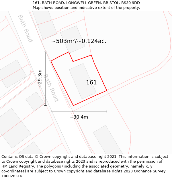 161, BATH ROAD, LONGWELL GREEN, BRISTOL, BS30 9DD: Plot and title map