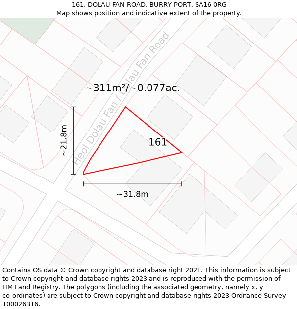 161, DOLAU FAN ROAD, BURRY PORT, SA16 0RG: Plot and title map